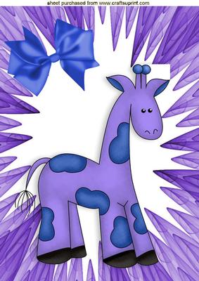 Little Purple Giraffe with Big Blue Bow