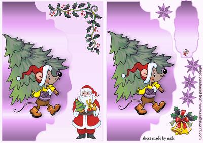 Gotcha a Bigger Tree Santa, on a Pink Scalloped Envelope