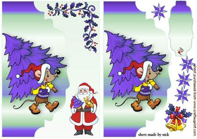 Gotcha a Bigger Tree Santa! on a Purple Scalloped Envelope
