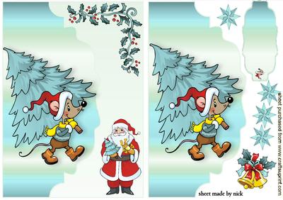 Gotcha a Bigger Tree Santa on Turq Scalloped Envelope