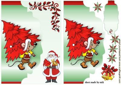 Gotcha a Bigger Tree Santa, on a Red Scalloped Envelope