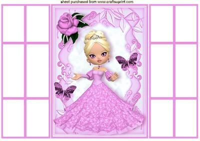 Pretty Lady in Pink Ball Gown with Rose, French Gatefold