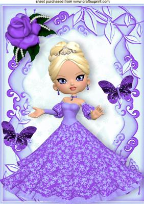 Pretty Lady in Purple Gown with Rose A4