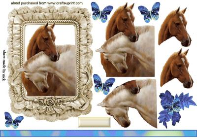 Horses with Heads Entwined in Frill Frame
