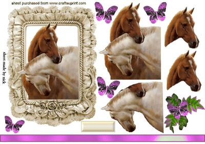Horses with Heads Entwined in Frill Frame Dec