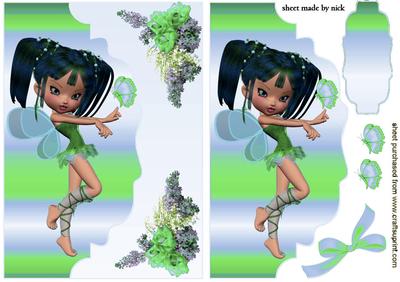 Little Green Faerie on Scalloped Envelope