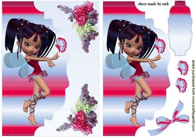 Little Faerie in Red on Scalloped Envelope