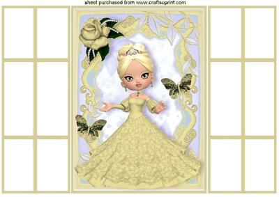 Little Lady in Cream Ball Gown in Floral Frame Gatefold