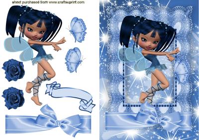 Little Blue Faerie with the Stars in Lace Frame