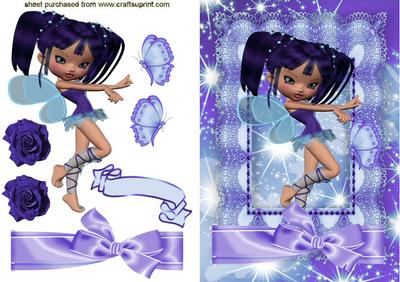 Little Purple Faerie with the Stars in Lace Frame