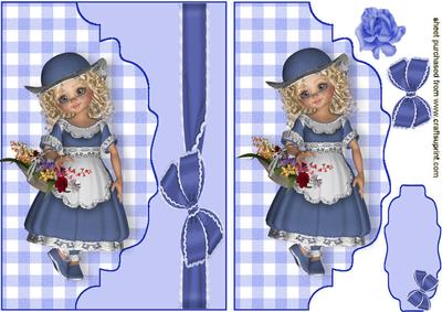 Sweet Little Girl with Curly Hair on Scalloped Envelope
