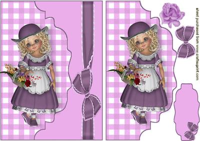 Sweet Little Girl in Pink on Scalloped Envelope