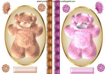 Pink/light Brown Fluffy Bear Toppers