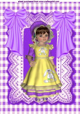 Little Lady All Dressed Up with Purple Bows A4