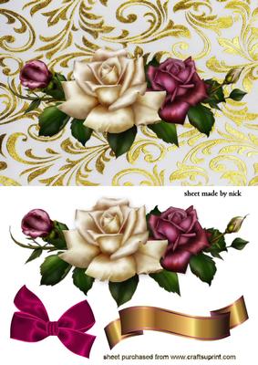 Roses with Bow and Gold Banner