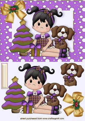 Christmas with My Puppy in Purple Snow Frame