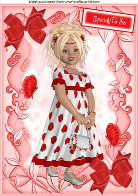 Strawberry Girl with Butterflies A4