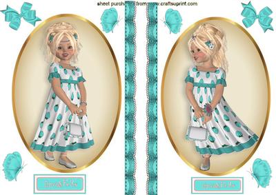 Strawberry Girl in Turq in Oval Frame Toppers