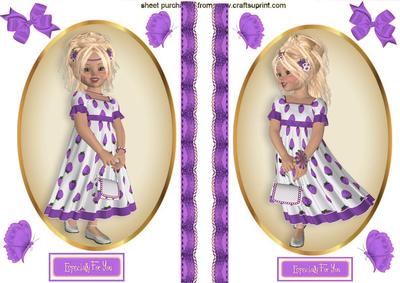 Strawberry Girl in Purple in Oval Frame Toppers