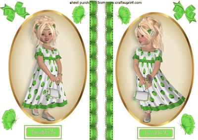 Strawberry Girl in Green in Oval Toppers