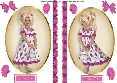 Strawberry Girl in Pink in Oval Toppers