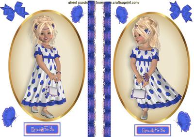 Strawberry Girl in Blue in Oval Topper