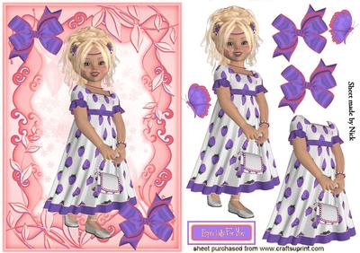 Strawberry Girl with Butterflies in Purple