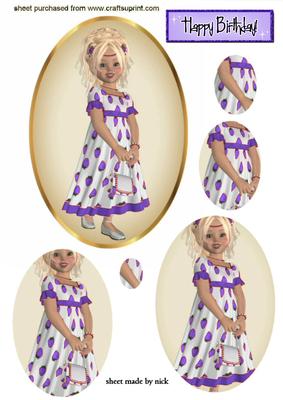 Strawberry Girl in Purple, Oval Pyramids