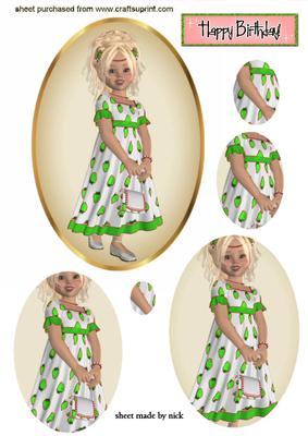 Strawberry Girl in Green, Oval Pyramids