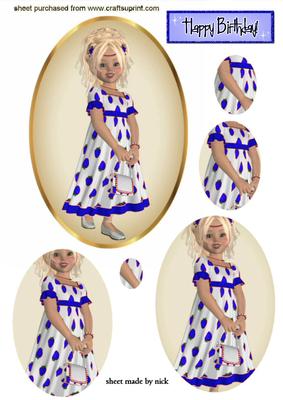 Strawberry Girl in Blue, Oval Pyramid
