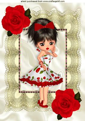 Cherrylicious Little Lady with Red Roses A4