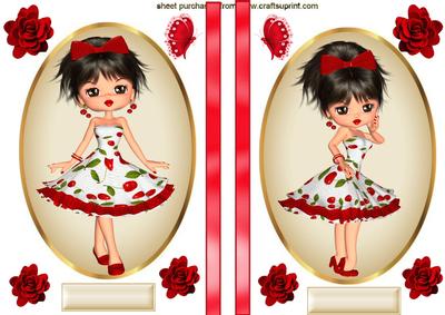 Cherrylicious Little Lady in Oval Frame Toppers