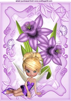 Purple Faerie with Daffodil A4