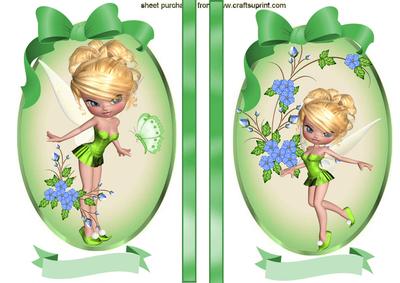 Little Faerie in Green Bow Frame Toppers
