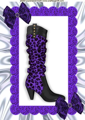 Ladies Leopard Print Boot with Purple Bows A4