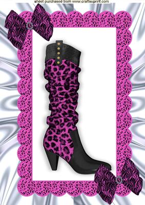 Ladies Leopard Print Boot with Pink Bows A4