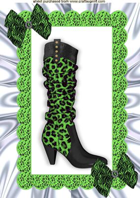 Ladies Leopard Print Boot with Green Bows A4