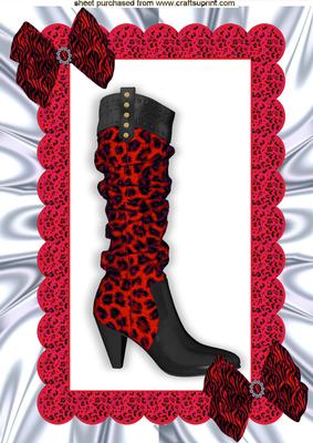 Ladies Leopard Print Boot with Red Bows A4