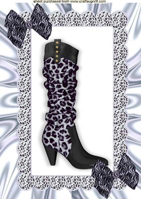 Ladies Leopard Print Boot with Silver/white Bows A4