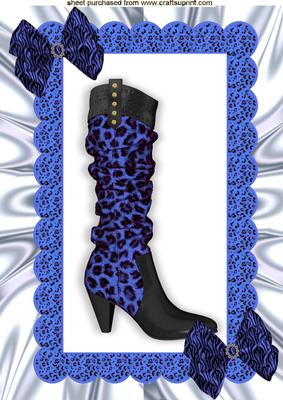 Ladies Leopard Print Boot with Blue Bows A4