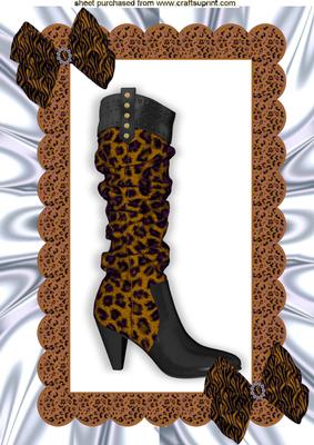 Ladies Leopard Print Boots with Brown Bows A4