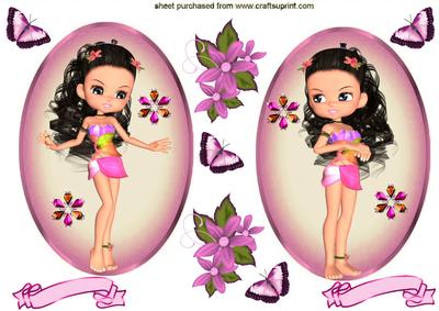 Two Little Hawaii Girls with Flowers Toppers
