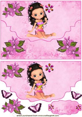 Little Hawaii Girl on Scalloped Envelope
