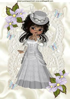 Little Vintage Lady on Lace A4