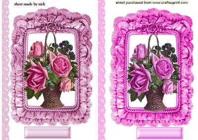Roses in a Basket in Floral Frame Toppers