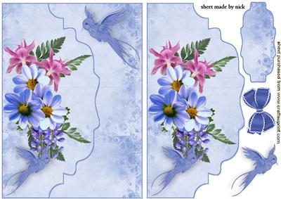 Pretty Flowers with Bluebirds on Scalloped Envelope
