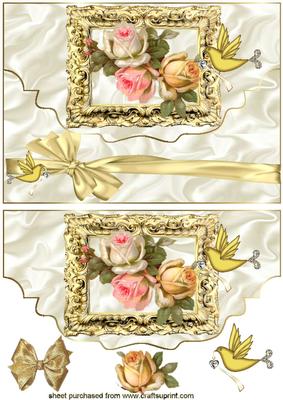 Roses in a Gold Baroque Frame with Birds
