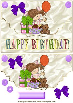 Little Girls Birthday on Scalloped Envelope