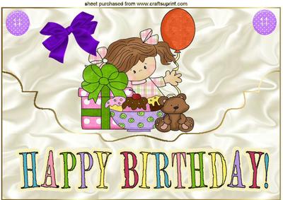 Little Girls Birthday on Scalloped Envelope A4