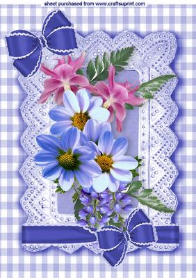 Pretty Flowers with Bows in Gingham Frame A4